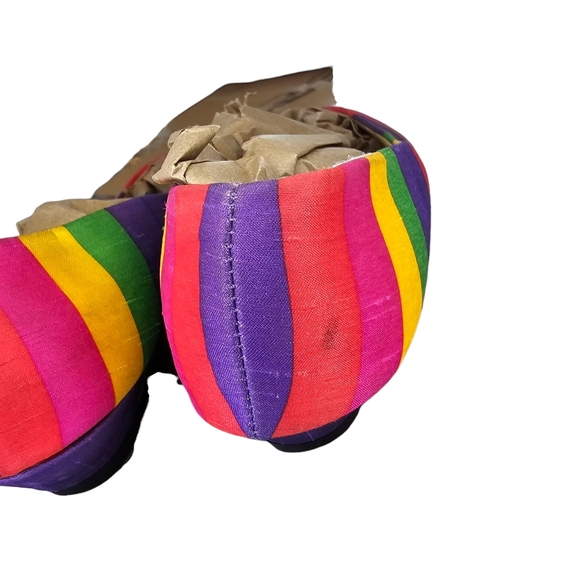 …Womens Retro Rainbow Flats Shoes Size 6.5 80s 90s Striped Multi-color - Picture 9 of 12